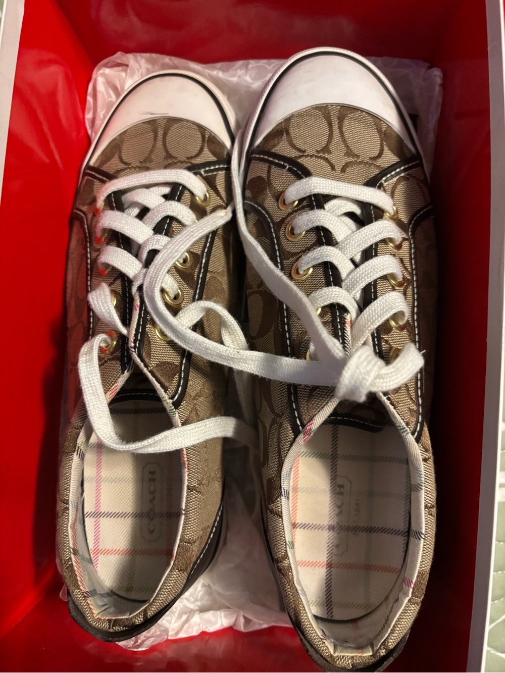 Coach Brown Signature Canvas Low-Top Sneakers - Picture 3 of 6